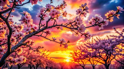 Silhouetted blossoms, a digital nature scene.