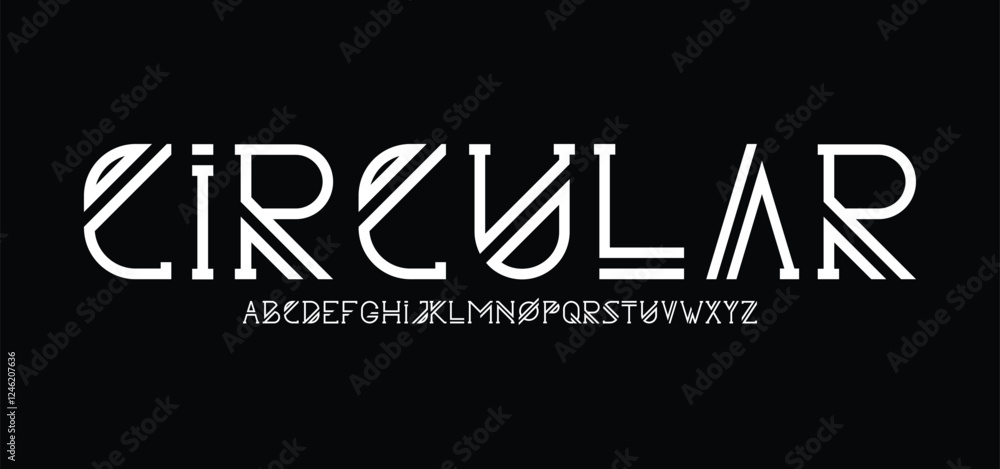 Fototapete modern techno font, futuristic line type of english alphabet letters and numbers. minimal tech typef