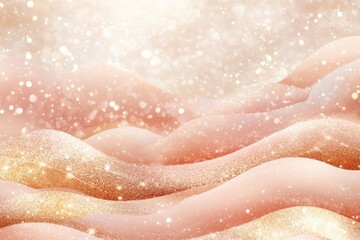 Fototapeta premium Gradient Patterns of Pastel Pink and Golden Hues Create a Serene Minimalist Backdrop With Sparkling Highlights and Soft Glowing Effects
