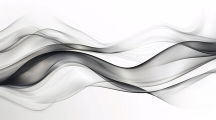 Obraz premium Abstract Black and White Background with Flowing Smoke Lines, Minimalist Vector Design
