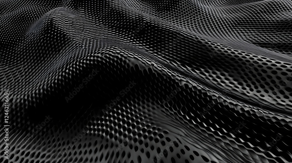 Poster abstract black wave pattern with dots and textured surface