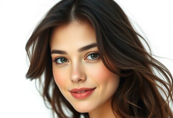 Naklejka premium Half-length female portrait on white background