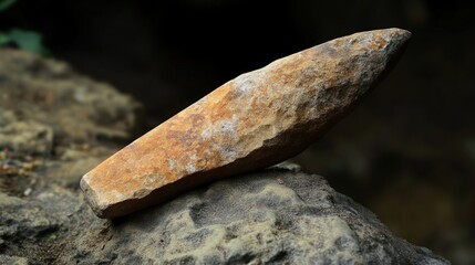 Eroded Sandstone Rock with Natural Point on a Larger Weathered Stone