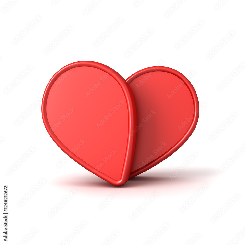 Aufkleber 3d minimal abstract love like heart or 3d red heart shape sign isolated on white background with shadow creative idea concepts 3D rendering