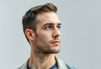 Obraz premium Male portrait in profile from the side