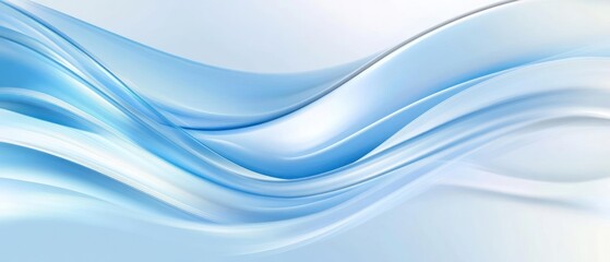 Fototapeta premium Abstract blue waves flowing across a soft gradient background