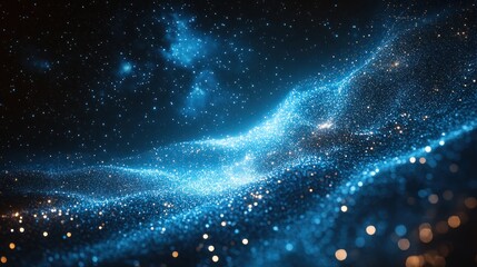 Obraz premium Abstract blue glowing particles wave.