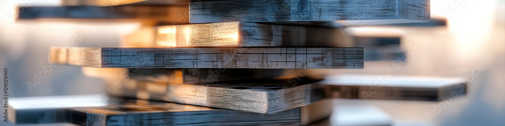 Poster stacked rectangular metallic blocks