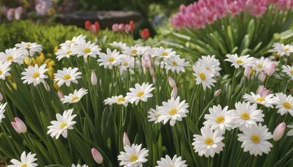 Fototapeta premium Realistic Close-up of Flowers Blooming in a Spring Garden