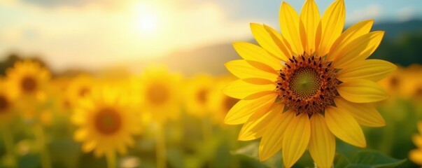 Obraz premium Sunlit sunflower, pollen detail, vibrant yellow hues, plant, vibrant, sun
