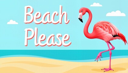 Obraz premium Playful flamingo standing on beach with 