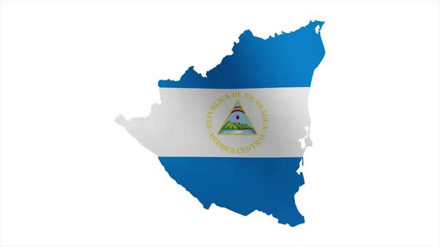 The Flag of NICARAGUA Waves Within Its Map with Beautiful Animation