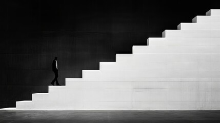 Onwards and Upwards, Path to Success, Man Walking on Arrow, Career Growth and Success, 3D render
