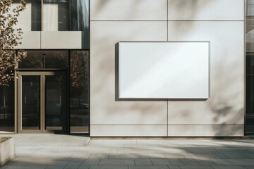 Blank Advertisement Board on Modern Building Facade