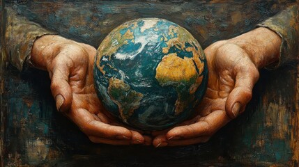 hands holding globe symbolizing care for the earth