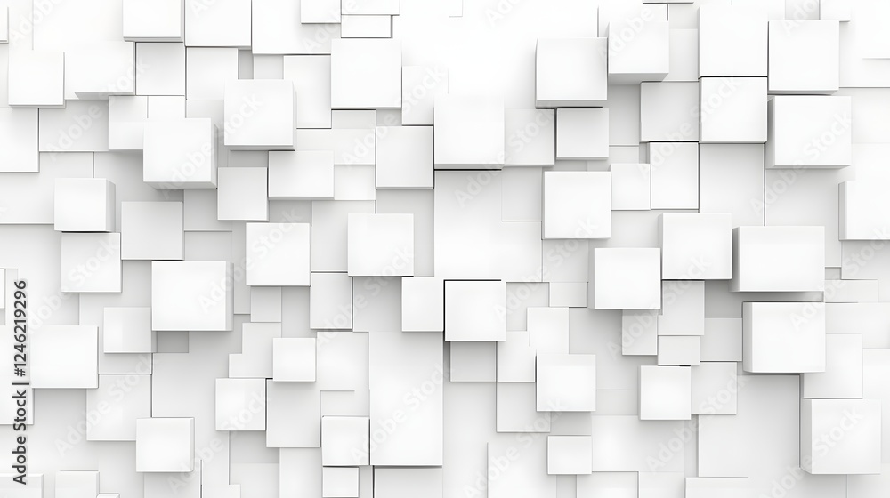 Poster 3d white cubes on a light background for abstract design use