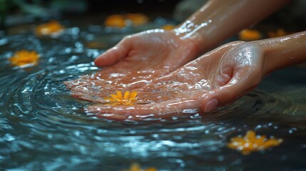 Fototapeta premium hands in worship in water