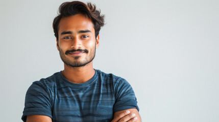 Obraz premium young indian man standing on white background