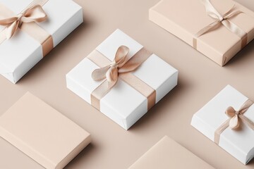Elegant Gift Boxes with Rose Gold Ribbon