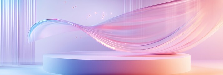 Fototapeta premium Creative pastel colored geometric podium with flowing design for event display
