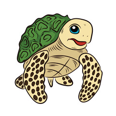 Realistic illustration of a turtle isolated on a white background. Detailed shell and skin texture, natural colors and realistic pose. Ideal for concepts related to wildlife, reptiles, nature conserva