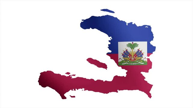 The Flag of HAITI Waves Within Its Map with Beautiful Animation