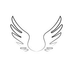 Elegant Black Line Art Wings Design