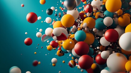 3d render illustration for advertising. Falling pink balls on a blue background.