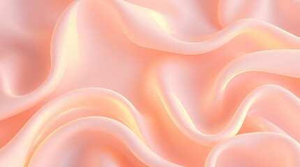Obraz premium Soft flowing fabric drapes in gentle waves with a peachy hue. Light casts warm, delicate shadows on the surface creating a sense of calm and tranquility