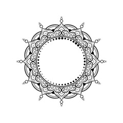 Elegant black and white mandala frame design.