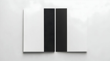 Abstract black and white artwork featuring two vertical black stripes on a white background. Minimalist design, perfect for modern backgrounds.
