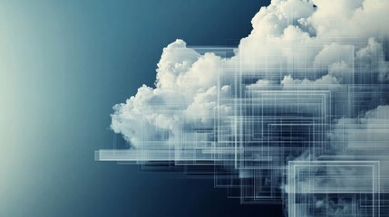 Cloud service for files storage and transfer hologram hud, Bangkok night city skyline double exposure. Concept of global data processing, backup and synchronization