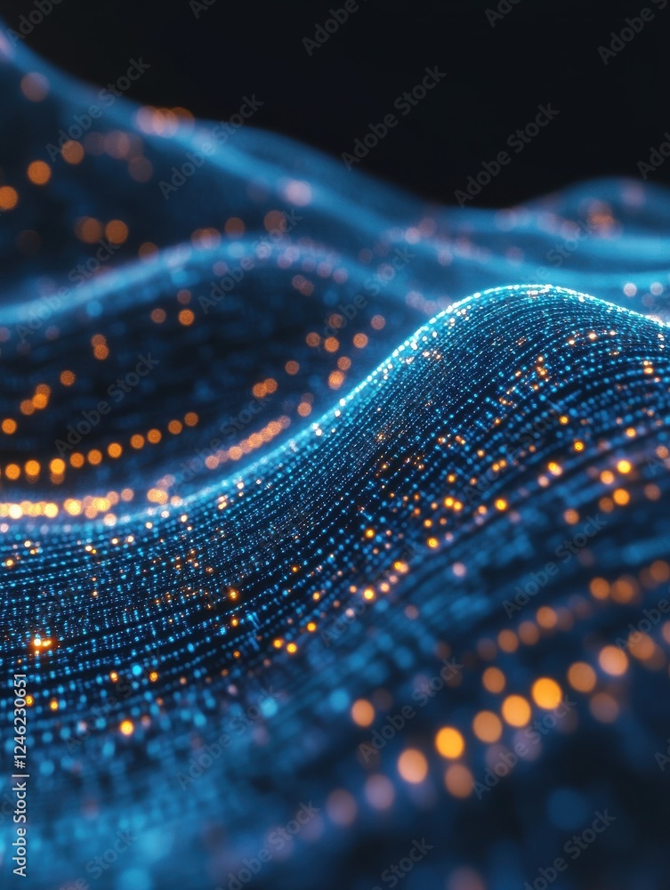 Poster futuristic blue digital background with glowing lines and patterns, ideal for sci-fi and tech themes