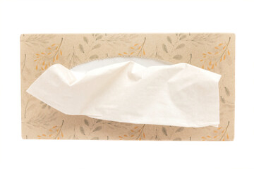 Top view of a tissue box on a white background