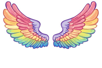 Obraz premium Colorful, stylized wings with a gradient of pastel colors, often used for artistic designs.