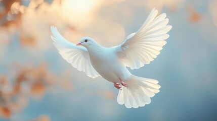 international day of peace dove flying in the air on blue background