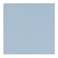 Top view of closed front side from square baby blue envelope. Isolated cutout on a transparent background.