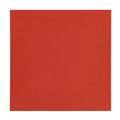 Top view of closed front side from square red envelope. Isolated cutout on a transparent background.
