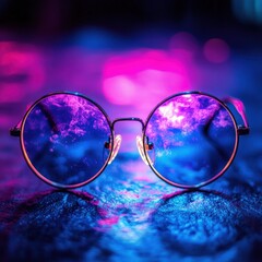 Stylish sunglasses with vibrant reflections.