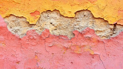 Obraz premium Abstract Textured Wall: Flaking Orange and Coral Paint