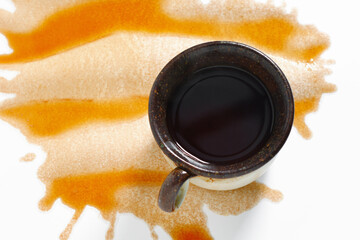 Spilled cup of coffee