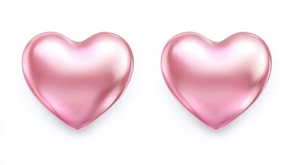 Obraz premium Pink hearts illustration on a white background - love heart for valentines day background - design banner
