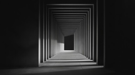 Futuristic perspective grid box. Abstract wireframe with white grid line on black background. Virtual reality landscape in 80s 90s digital style. Vector illustration.