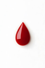Realistic 3d red blood drop isolated on white background