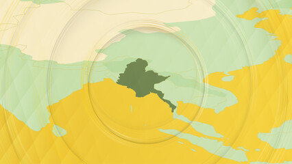 Naklejka premium Abstract Map of Myanmar and Surrounding Regions with Circular Patterns.
