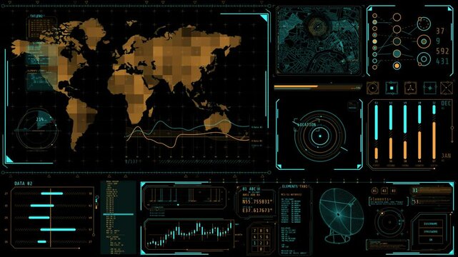 Animated high-tech interface for location tracking via satellite