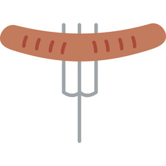 Sausage on Fork Vector Icon