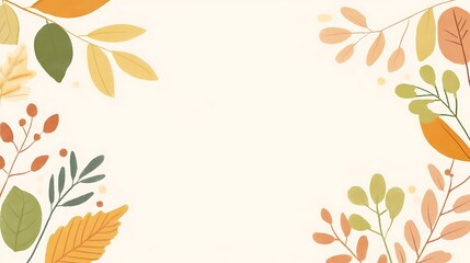 Obraz premium Autumn leaves border, blank space, background design