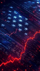Obraz premium American Flag with Stock Market Chart A Vibrant Illustration of US Economy and Finance
