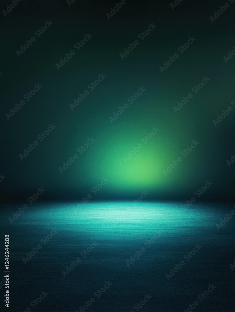 Poster green gradient background grainy glowing blue light on dark backdrop noise texture effect banner hea